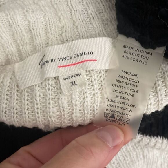 Vince Camuto Short Sleeve Striped Open Front Cardigan Sweater XL - Picture 8 of 8